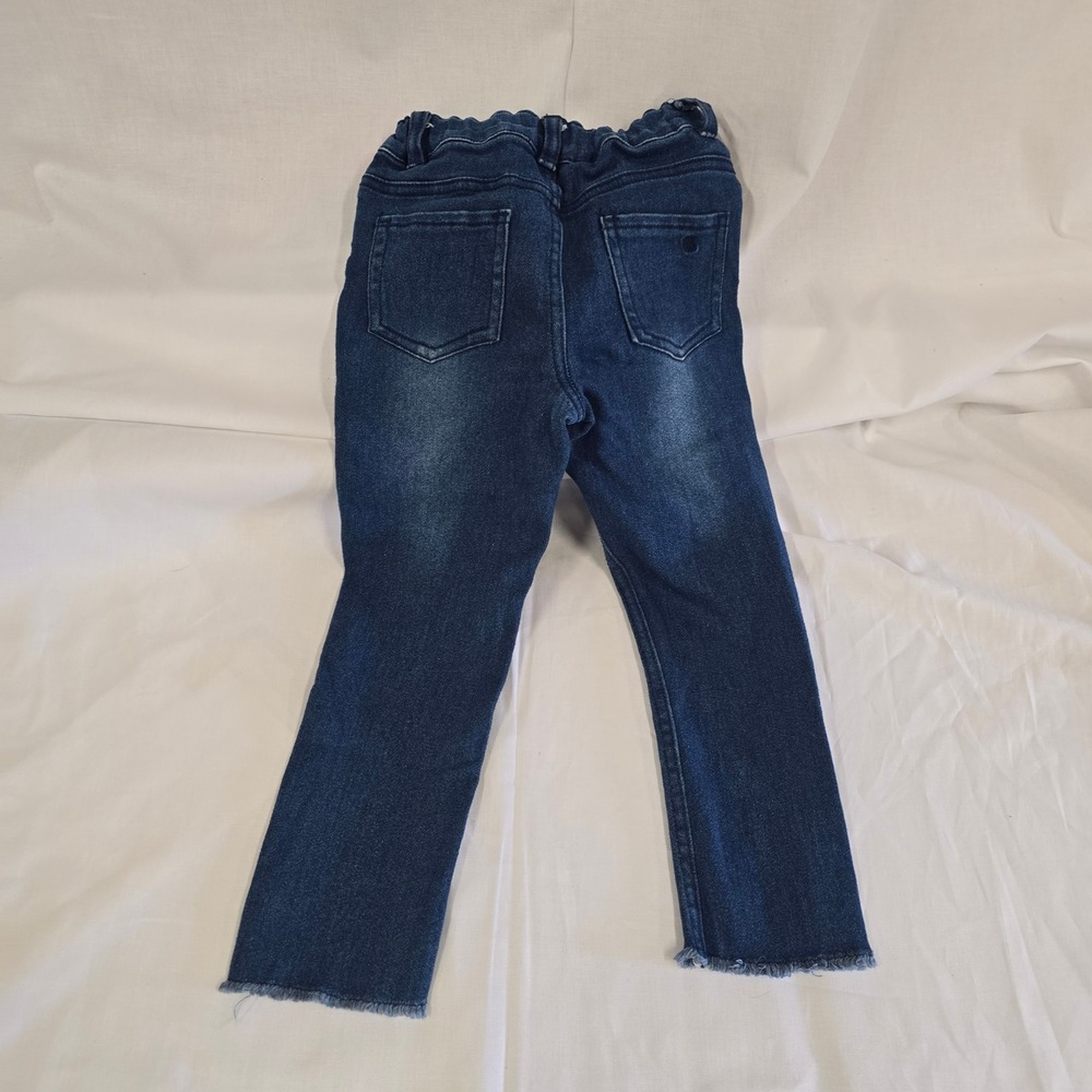 Jessica Simpson Girls Skinny Jeans Dark Wash Frayed Hem Adjustable Waist 3T - Picture 2 of 3